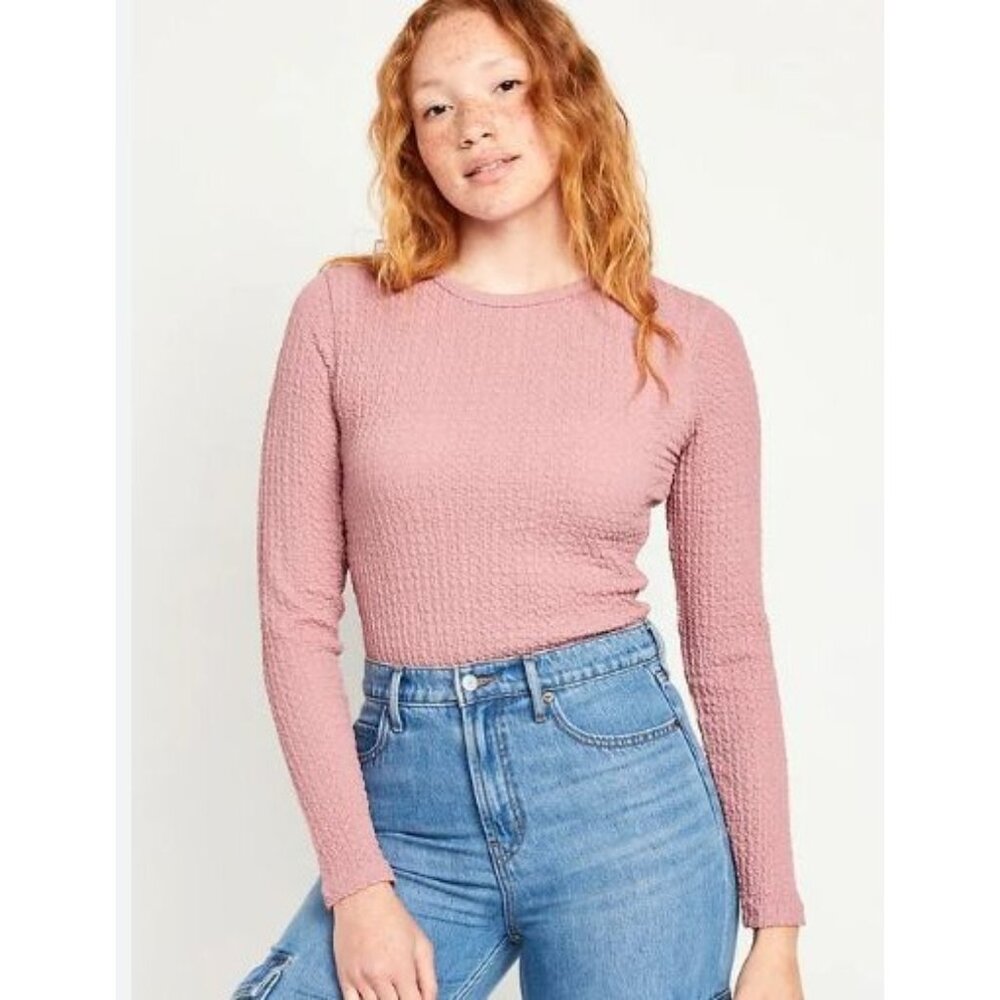 OLD NAVY blush pink fitted textured top size XXL